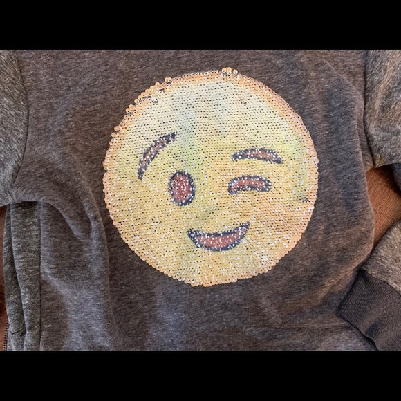 NWT Vintage Havana girl flip sequin emoji sz large full zip hoodie jacket - Picture 4 of 6